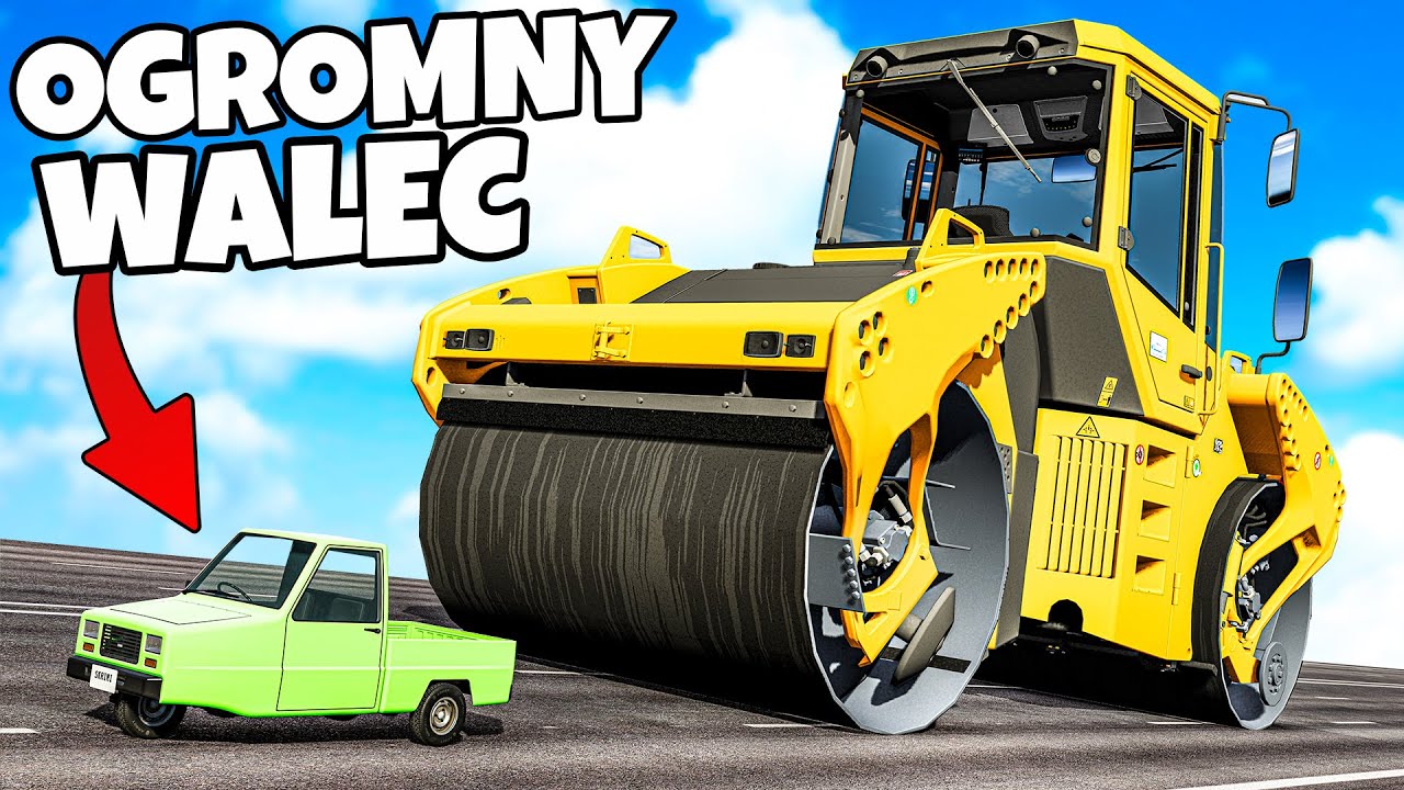 ❄️ OGROMNY WALEC DROGOWY ROZJEŻDŻA AUTA!? | BeamNG Drive |