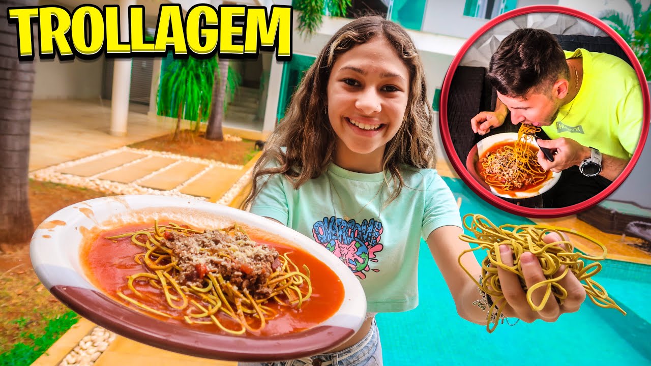 FIZ MACARRÃO DE ELÁSTICO PARA MEU IRMÃO!!! *trollagem