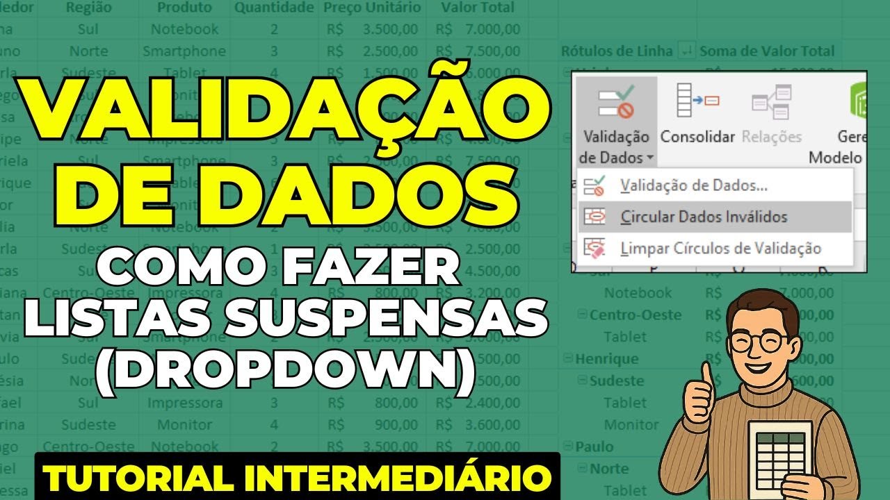 COMO FAZER VALIDAÇÃO DE DADOS NO EXCEL - TUTORIAL COMO APLICAR O FILTRO VALIDAÇÃO DE DADOS EXCEL