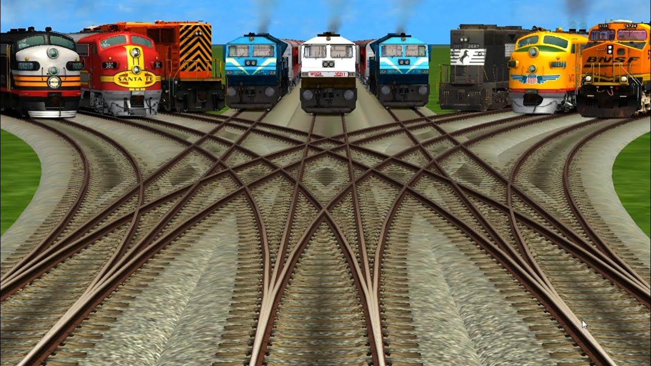 All Realistic Trains Run At Bumpy Higher Curves Branches Railroad / Train Simulator Tracks 