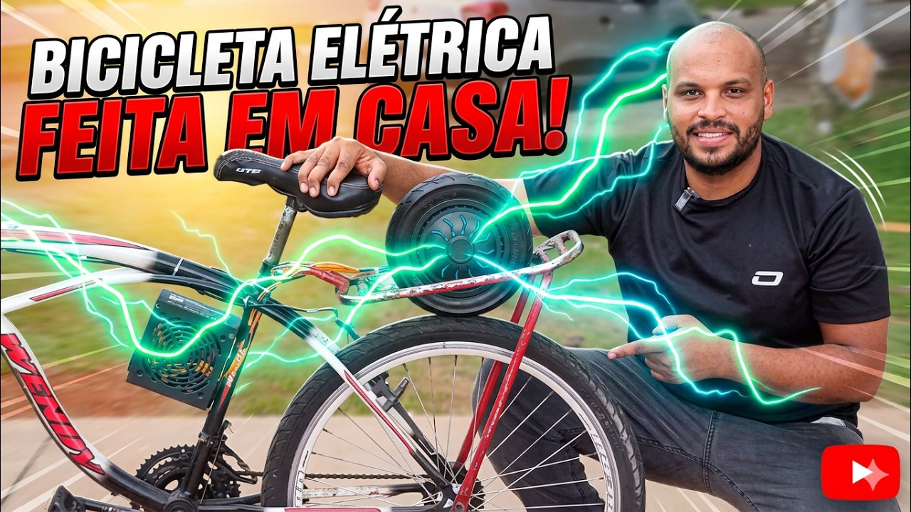 COMO EU MONTEI UMA BICICLETA ELÉTRICA EM CASA! Motor de HOVERBOARD (Passo a Passo)