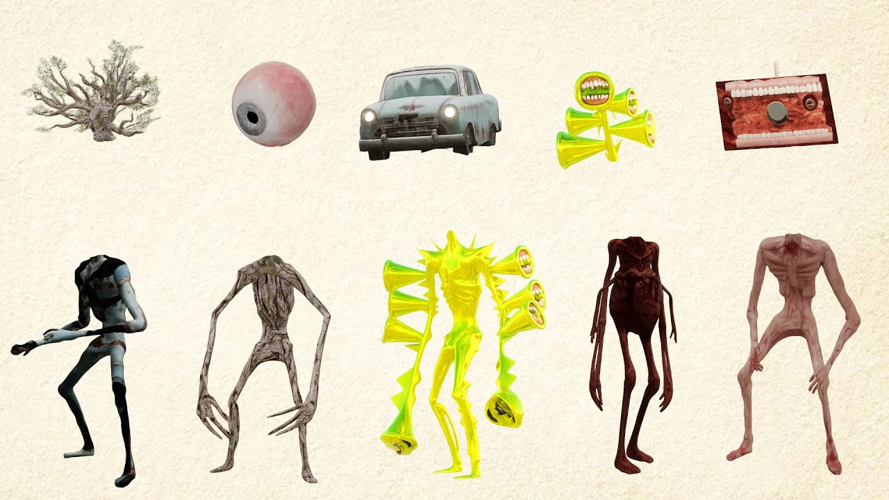 WRONG HEADS SIREN HEAD CAR, GREEN HOUSE HEAD, SCARY HOUSE, SIREN HEAD DOUBLE, SIREN HEAD THUNDERBOLT