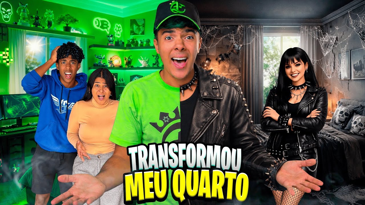 A NAMORADA GÓTICA TRANSFORMOU TODO O QUARTO DO ESTEVÃO‼️😱 *mostrei tudo