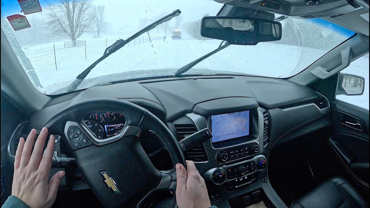 2017 Chevrolet Suburban LT POV Cold Start, Driving Through Winter Storm Blair in 2WD (5.3-Liter V-8)