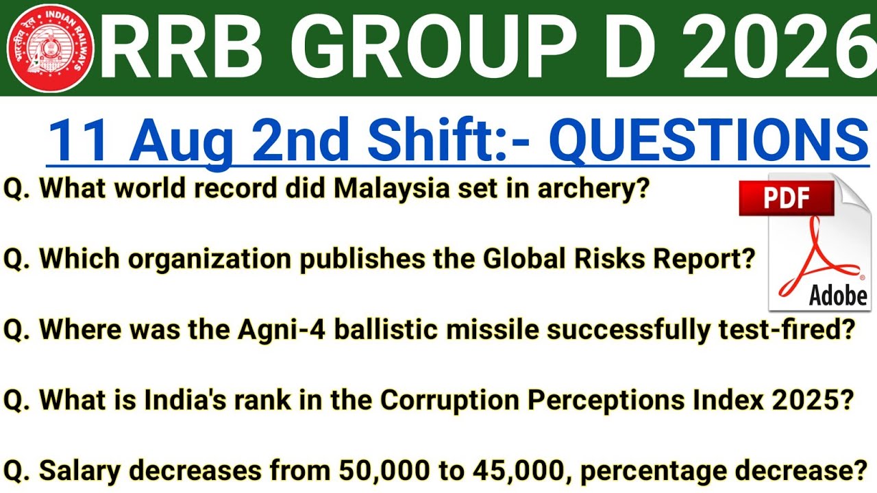 RRB GROUP D 11 AUGUST 2ND SHIFT | GROUP D ANALYSIS TODAY