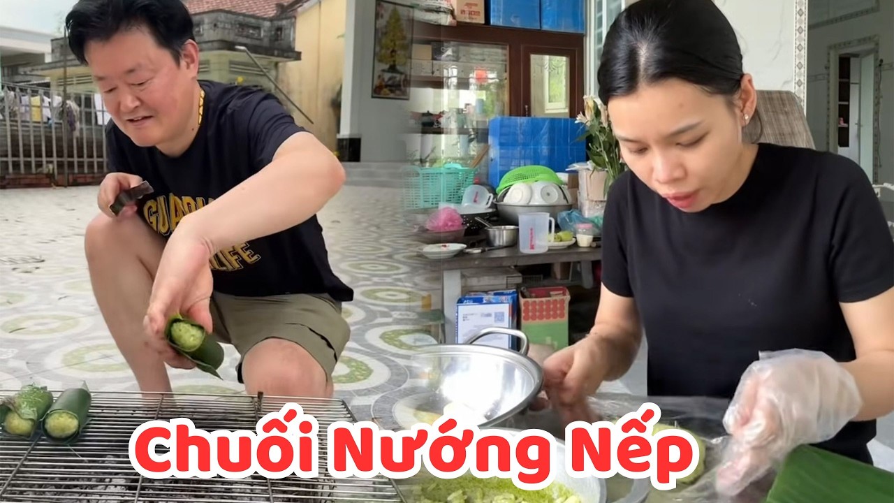 Lần Đầu Ba Tùng Hon Được Ăn Chuối Nướng Nếp Tại Nhà - Thị Thu Thảo Vlog