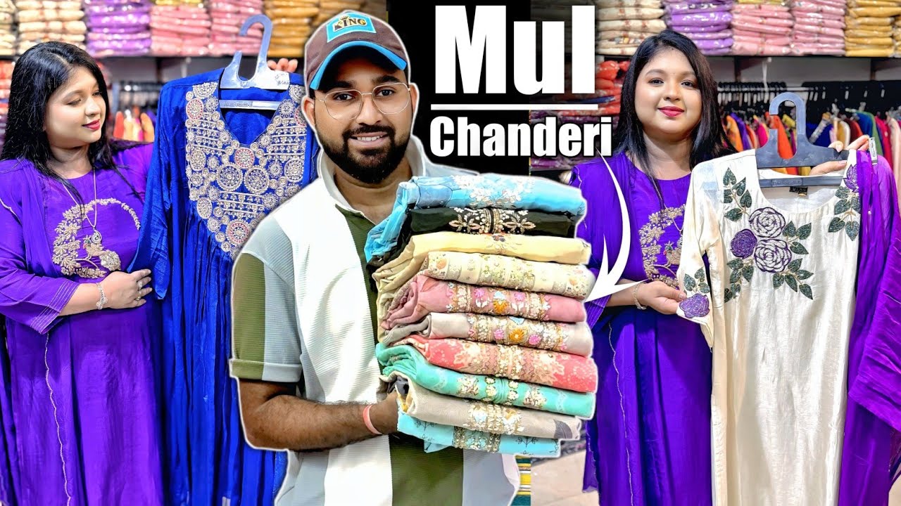 Pure Mul Chanderi Suits Manufacturer in Kolkata / Handwork Suits Wholesaler - MG Creation Barabazar