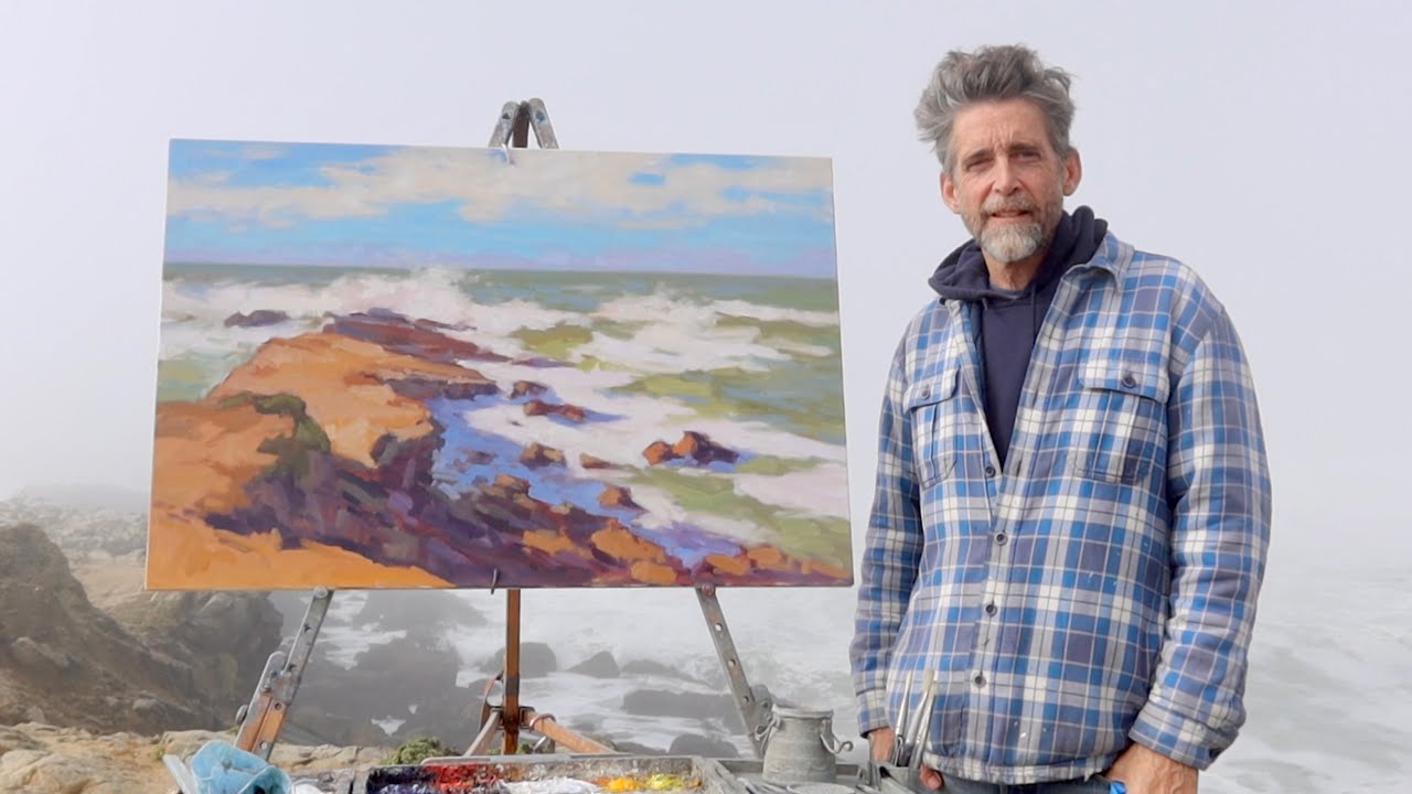 БОЛЬШОЙ ХОЛСТ на пленэре в Пескадеро. ЖИВОПИСЬ МАСЛОМ