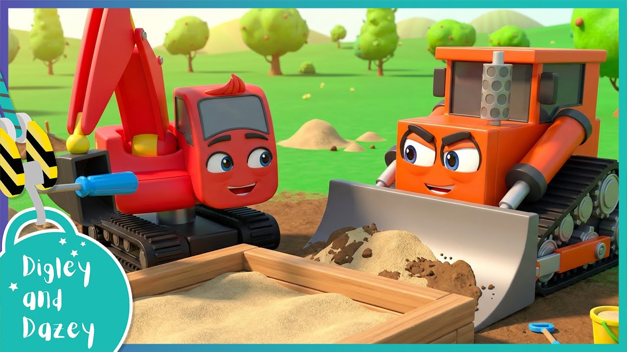 🚧 Sandpit Construction! (Friends Can Help) 🚜 | Digley and Dazey | Kids Construction Truck Cartoons