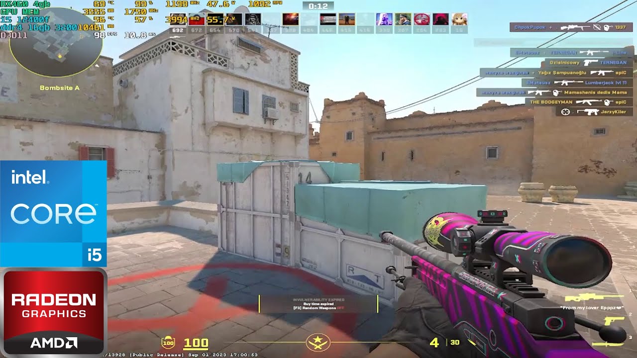 Counter-strike 2 de_dust2 | i5 12400f + RX460 4gb ( GTX 1050 analog ) | 1280x960