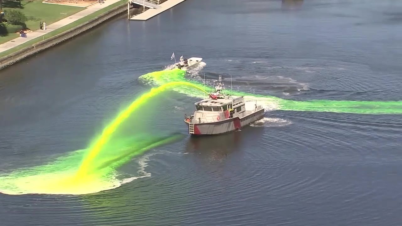 Florida river dyed green for St. Patrick’s Day