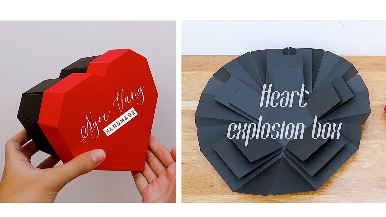 [P1] HEART EXPLOSION BOX TUTORIAL || Hướng dẫn hộp quà trái tim tình yêu bất ngờ -NGOC VANG Handmade