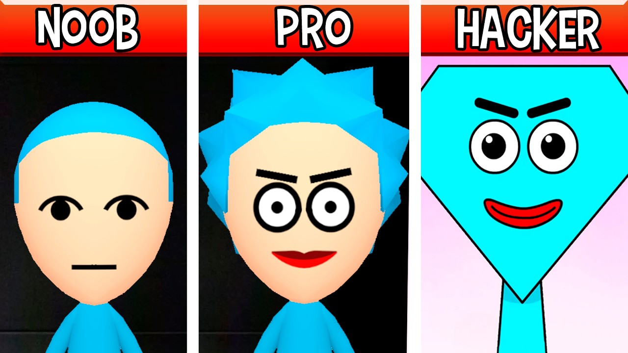 Mii Diamond OC (Save The Shapes): Noob, Pro, HACKER! / (Incredibox Sprunki)