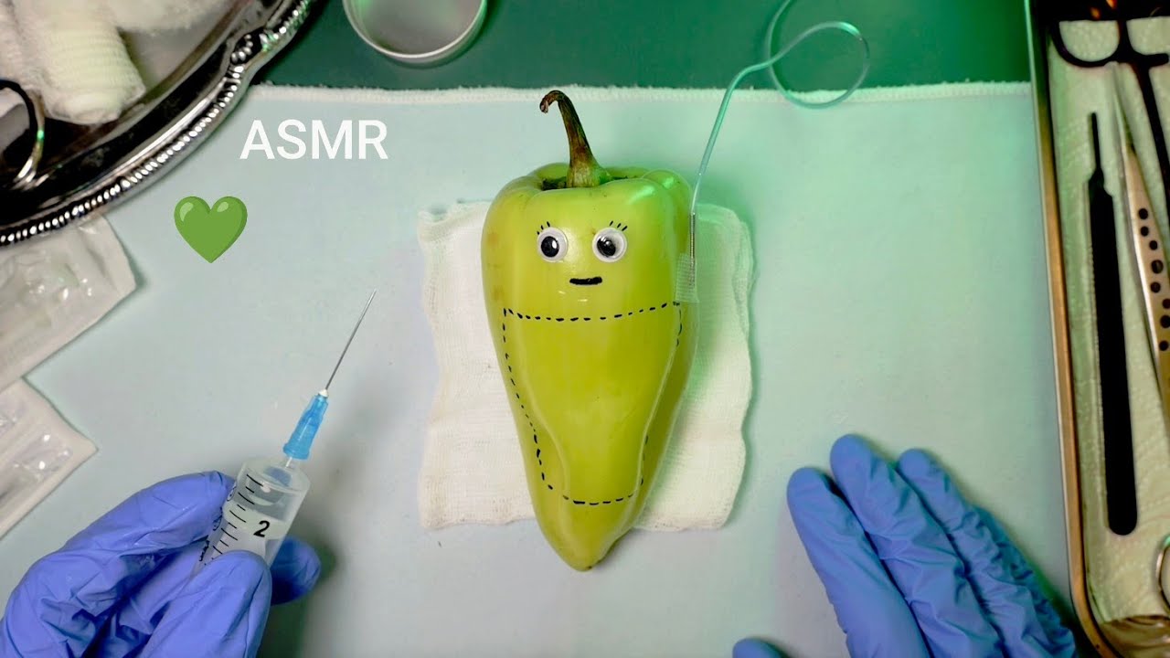 Polypectomy on Green Pepper | ASMR Realistic Surgery