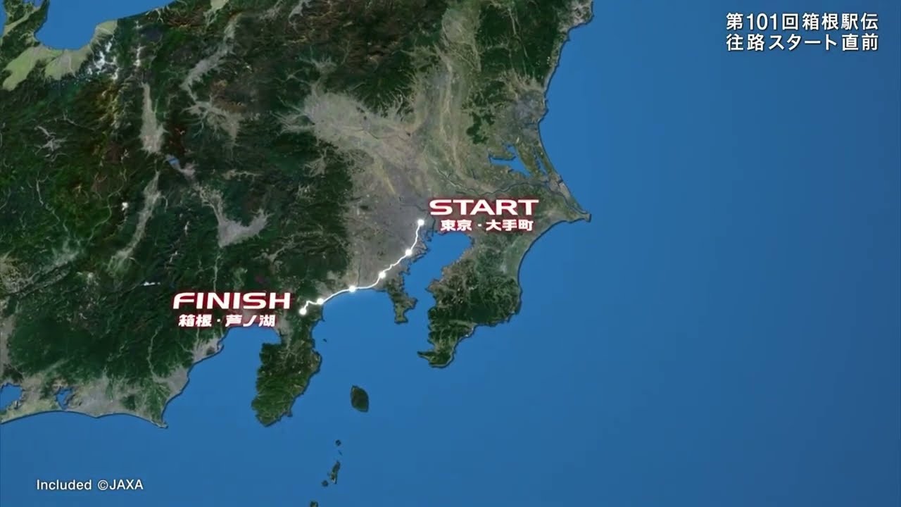 【美しくも過酷な全長217.1km】箱根駅伝コースCG／往路107.5km・復路109.6km