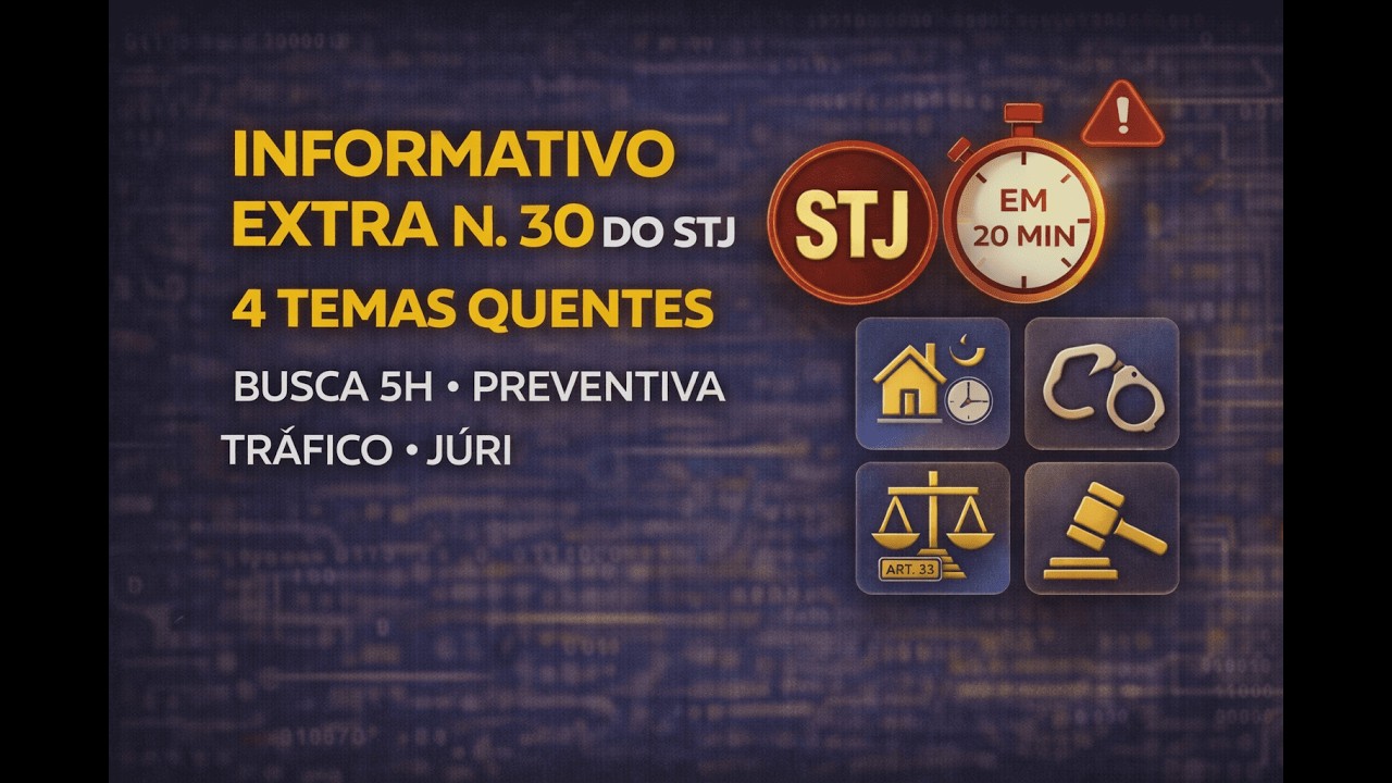 STJ Informativo Extra 30: Busca às 5h, preventiva, tráfico e Júri Direito Penal 2026