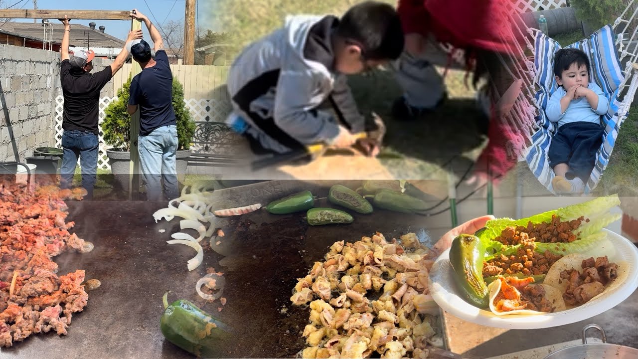 TRABAJANDO EN LA YARDA Y ENSEÑANDO ALOS NIÑOS + 🌮 TACOS DE TRIPA Y AL PASTOR ,DIA ALEGRE 😀 