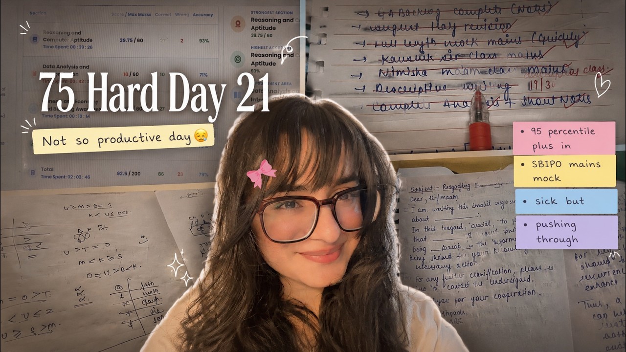 🎀95+ %ile in SBI PO Mains Mock!🧿 | Day 21 of 75 Hard🎯 | Getting Back on Track🌻 | A Day In My Life💕