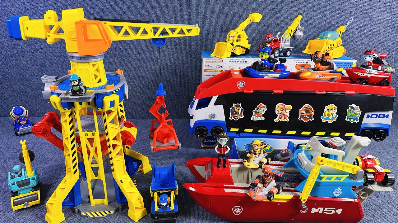 14 minutes of satisfying unboxing, cool Paw Patrol, engineering crane rescue ASMR | Toy Review