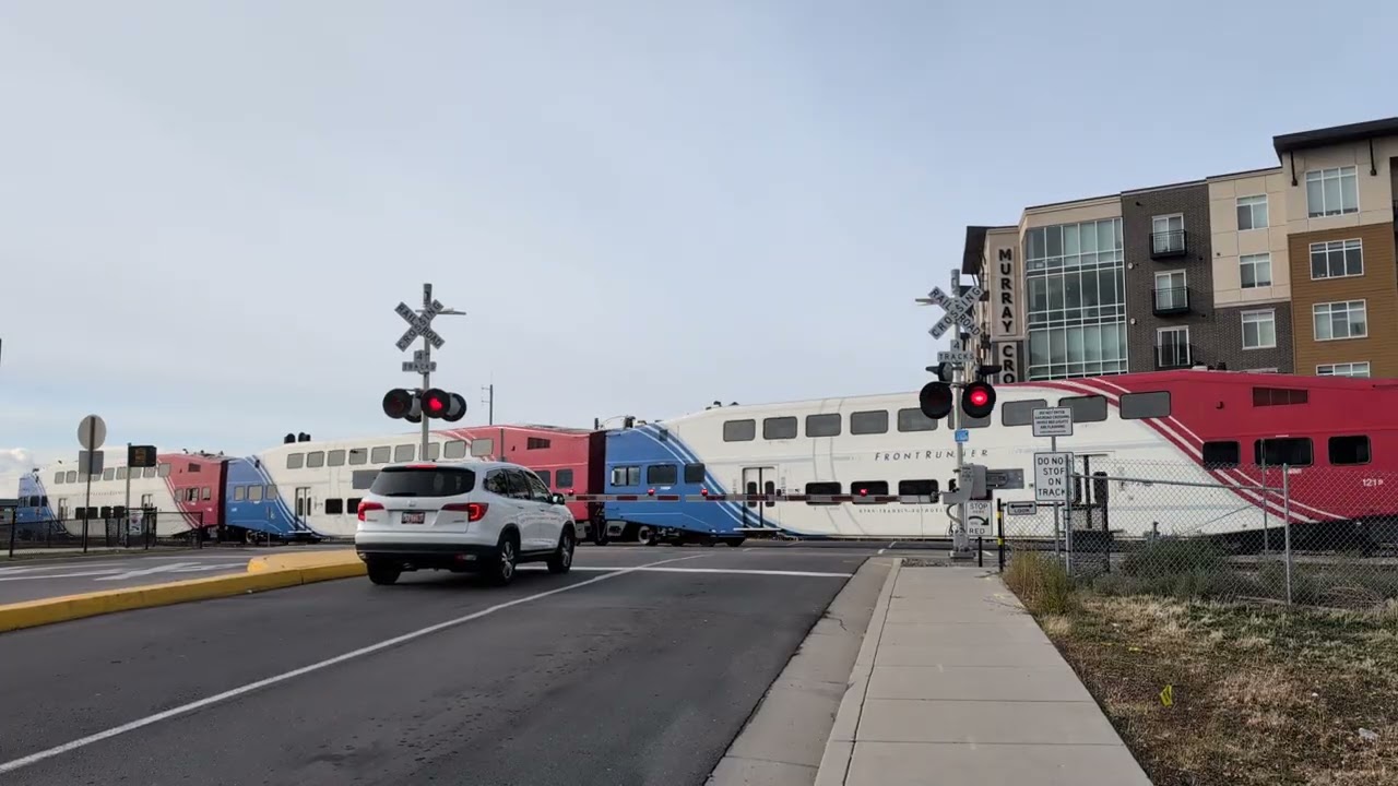 UTA Frontrunner 3 on Vine Street railroad crossing. Murray, UT