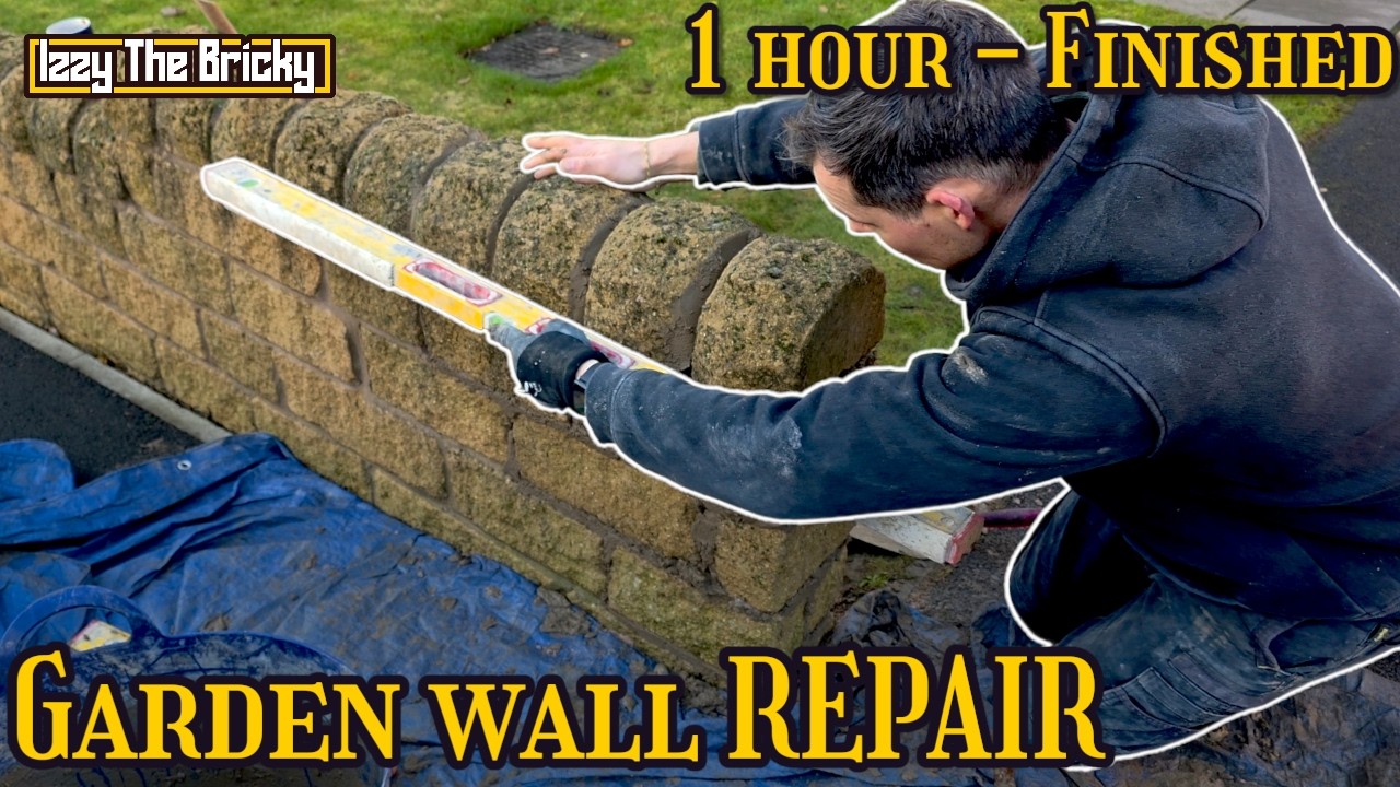 Quick & Clean Garden Wall Repair &ndash; Quick Stone Wall Repair#bricklaying #constructionchannel