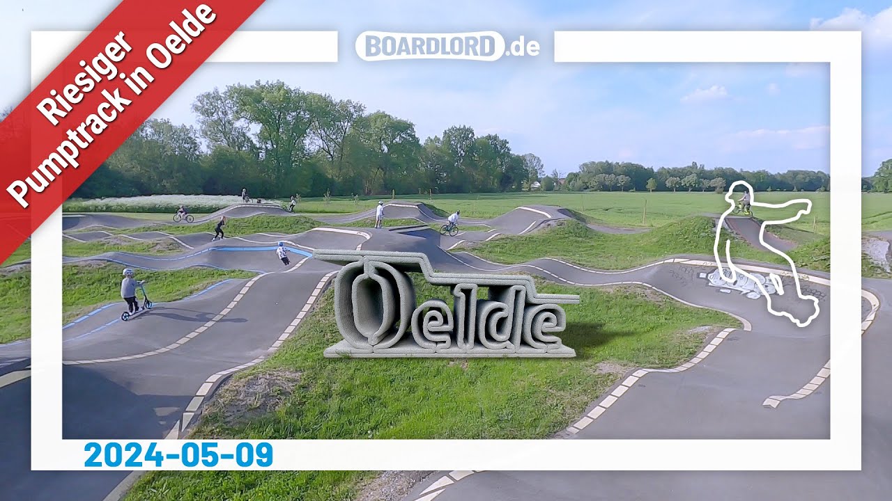 Richtig großer Pumptrack in Oelde mit dem Longboard, Surfskate, Skateboard fahren, Track POV Cam