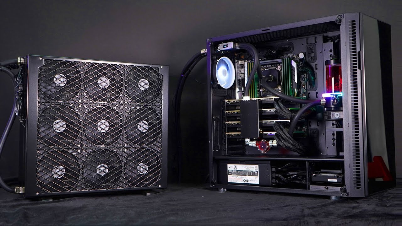 $21000 TITAN RTX 4Way?? Ai deep learning (Extreme WaterCooled Build)