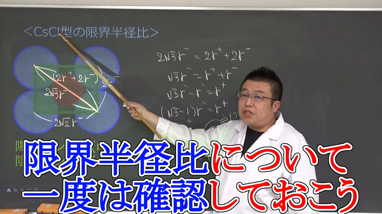 【高校化学】固体・結晶⑤　イオン結晶の構造と限界半径比