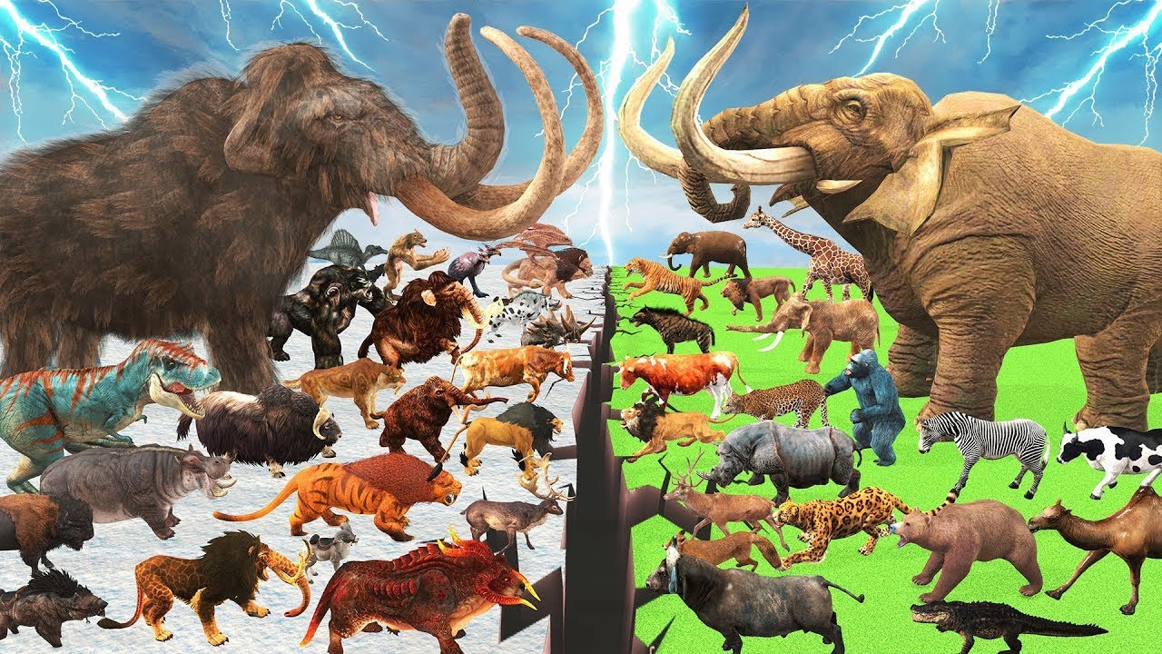 Animal Epic Battle Prehistoric Mammals VS Modern Mammals Size Animal Revolt Battle Simulator