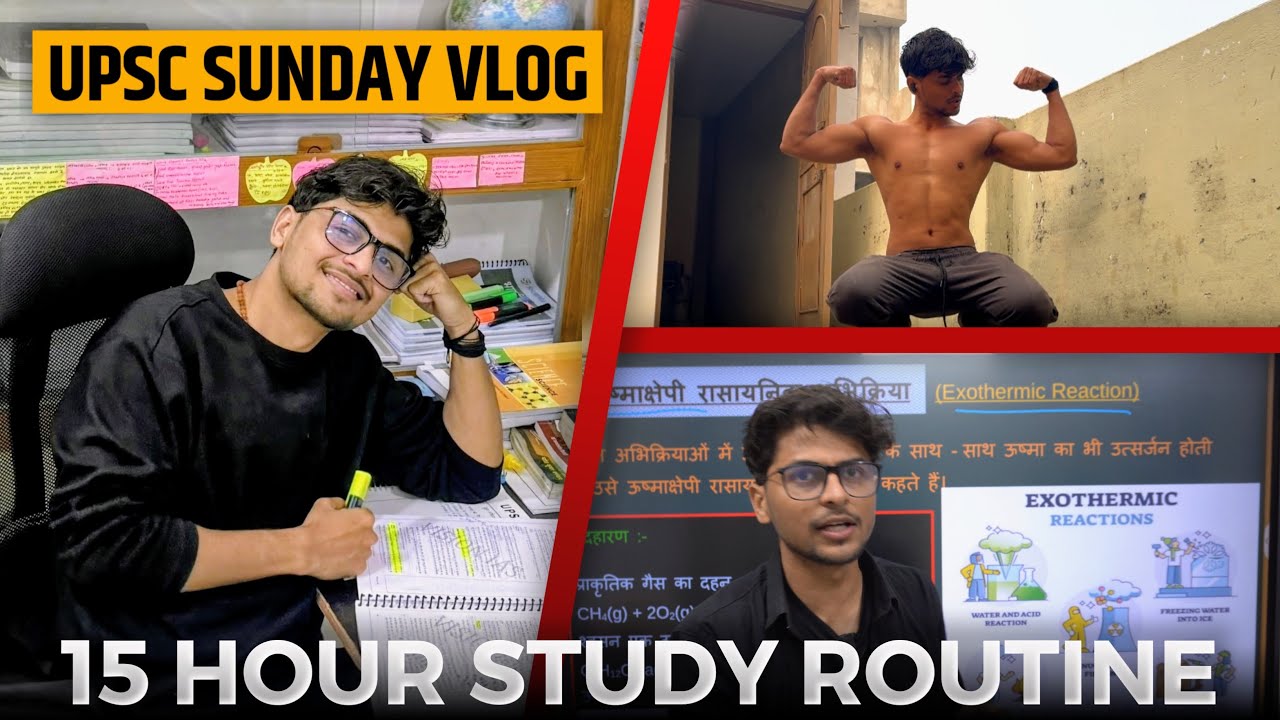 UPSC 15+ Hour Study + Home Workout + Teaching + Cooking 📚😍  #studyvlog