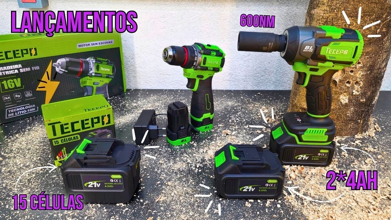 Lan&ccedil;amentos TECEPO: Chave de Impacto, Furadeira 16V e Bateria de 15 C&eacute;lulas! Vale a Pena? | C21-F16