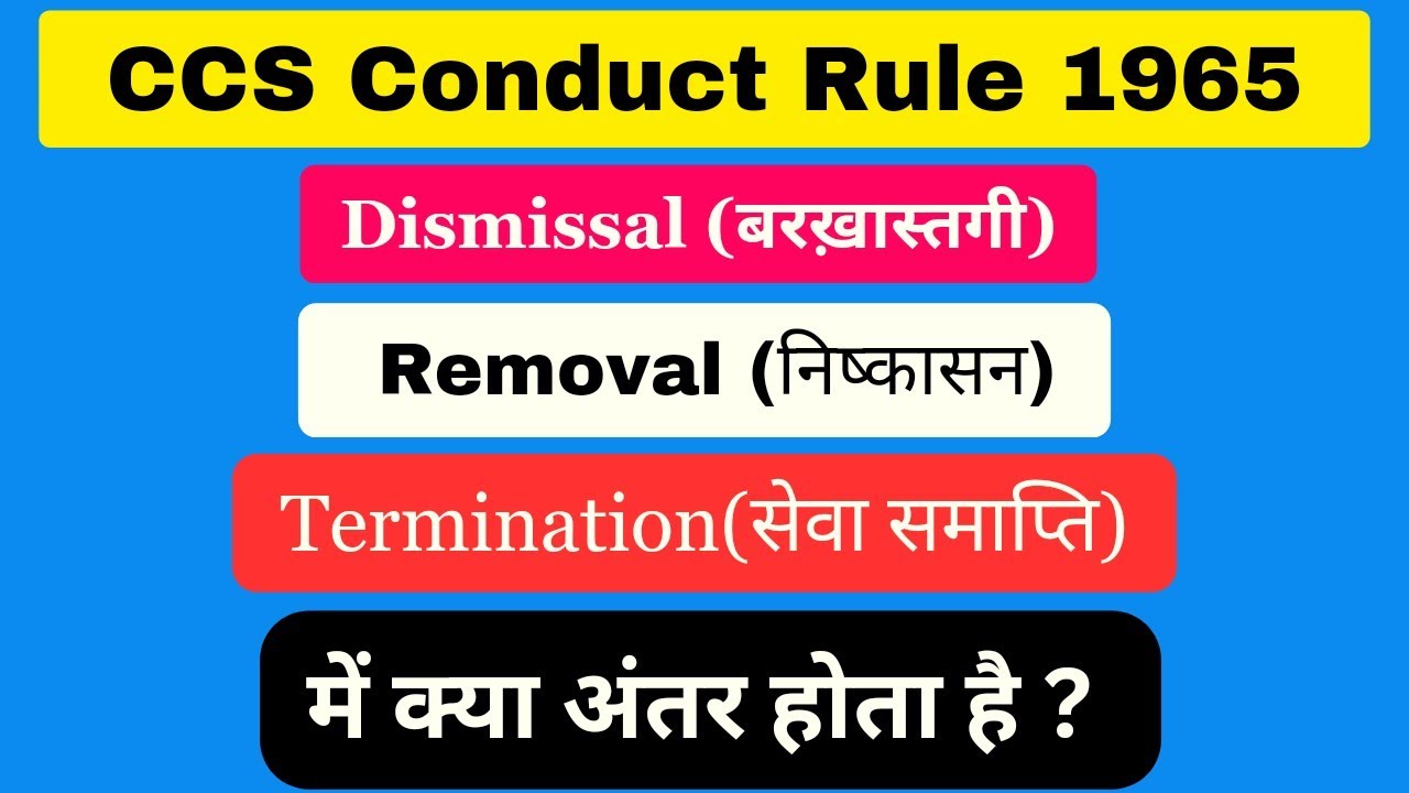 Difference between Dismiss/Removal/Terminate from service |बर्खास्तगी और सेवा से निष्कासन के बीचअंतर