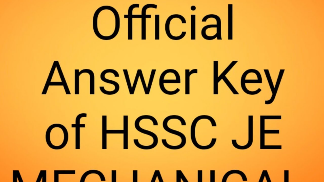 HSSC JE MECHANICAL QUESTION PAPER Answer key held on 01/09/2019