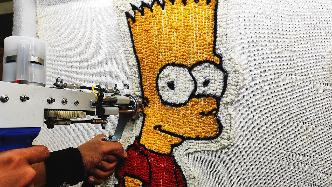 ASMR Tufting A Bart Simpon Custom Rug ( Start to Finish)
