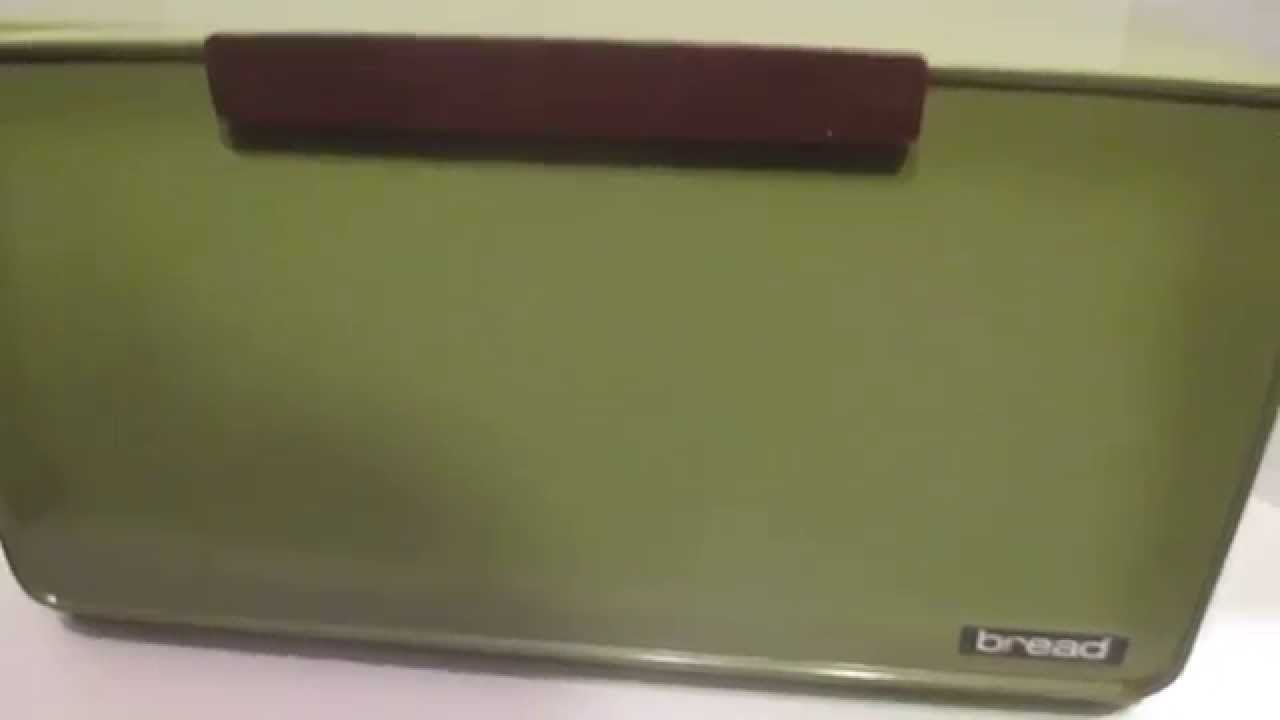 SOLD Vintage Avocado Green Metal Bread Box Lincoln Beauty Ware w Shelf