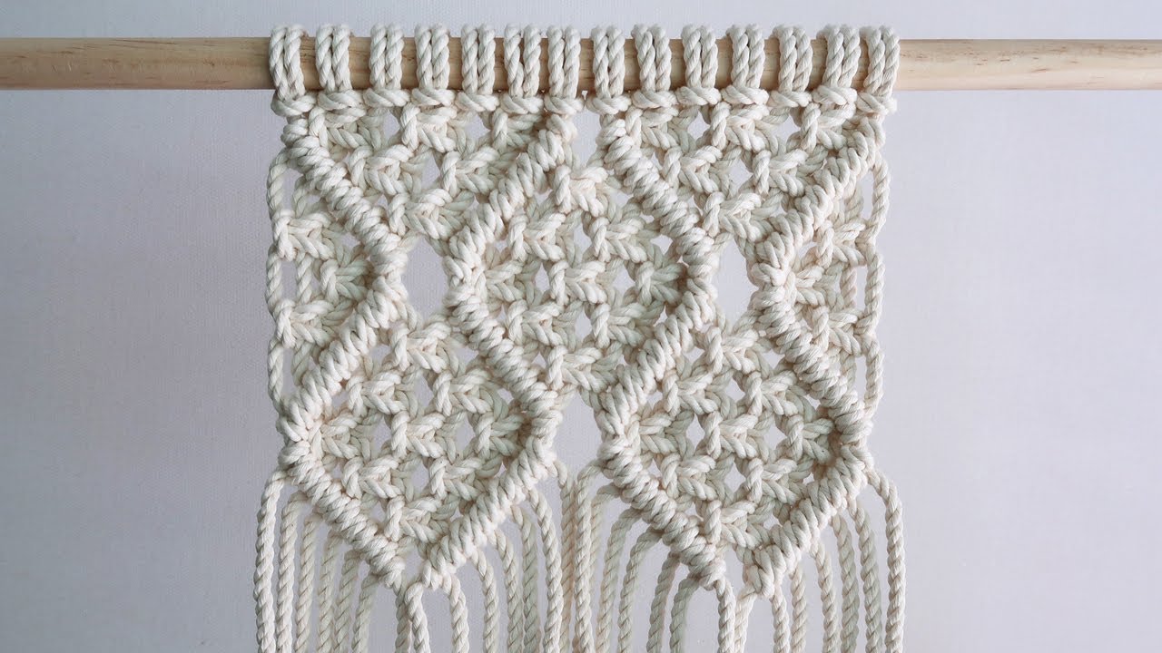 Macrame Knot & Pattern | Diamond pattern using Square knot Tutorial | 마크라메 다이아몬드 패턴