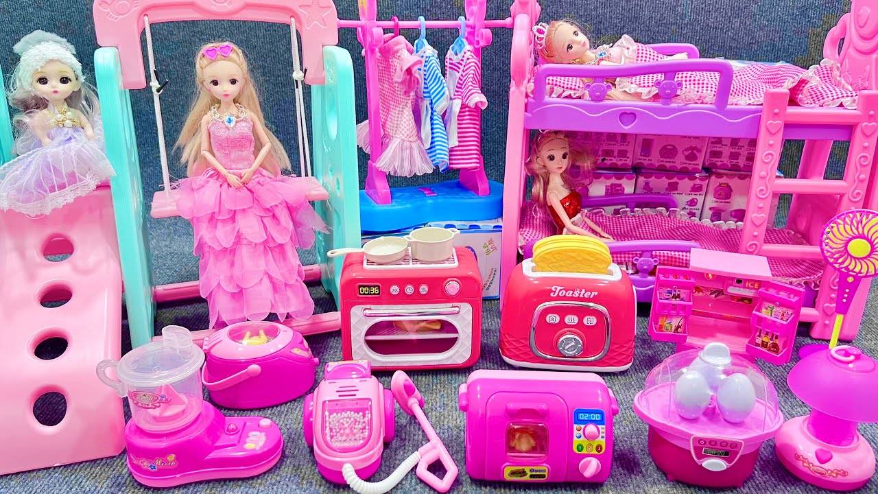 12 Minutes Satisfying with Unboxing Barbie Bedroom, Kitchen Appliance Play Set Review Toys | ASMR