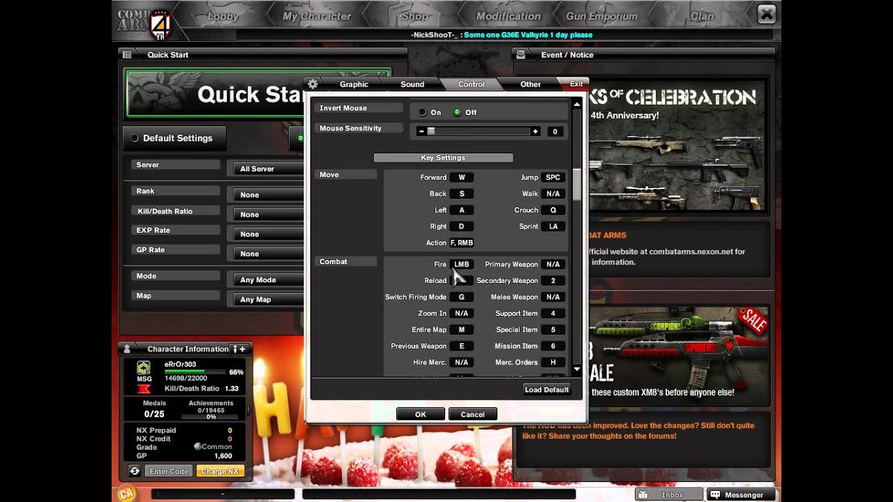 Combat Arms Problem It's Not Saving My Mouse Settings Please Help