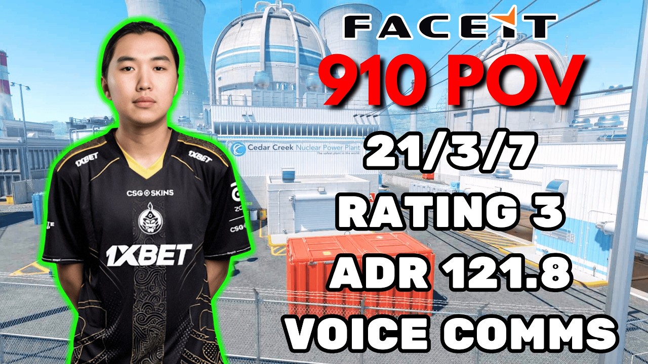 910 POV + VOICE COMMS (21/3/7) ADR 121.8 RATING 3 CS2 FACEIT EU