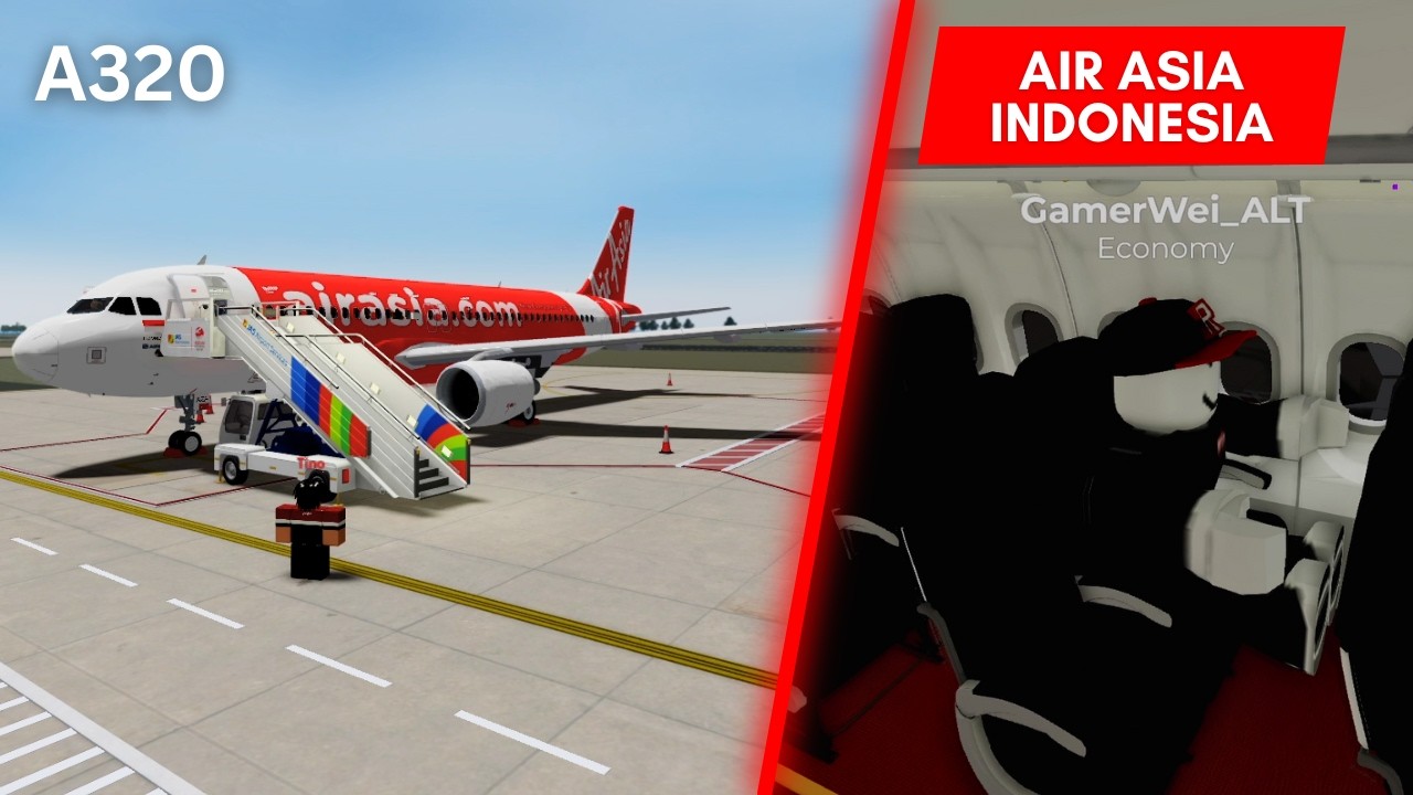ROBLOX Airline Review: Air Asia Indonesia A320 Economy Class | Virtual Flight Simulator Roleplay