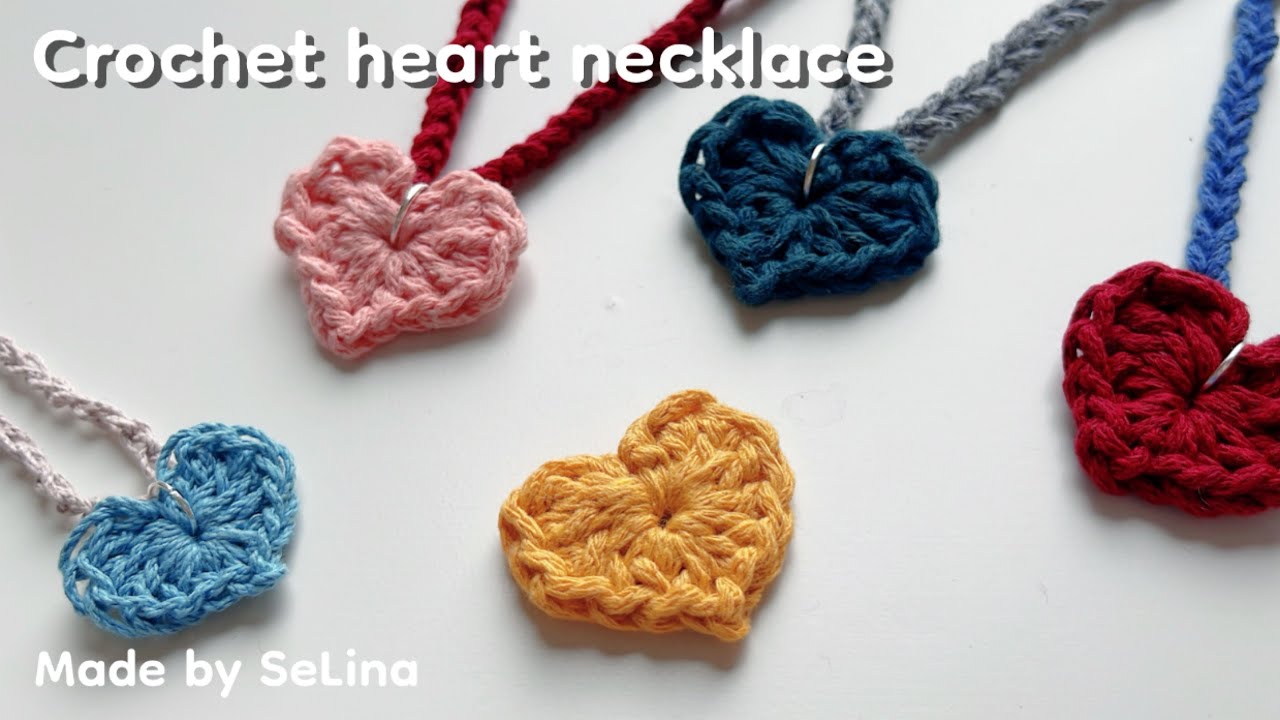 코바늘 하트 목걸이 / 미니하트 뜨기 / 코바늘뜨기 / 코바늘악세사리 / crochet heart necklace