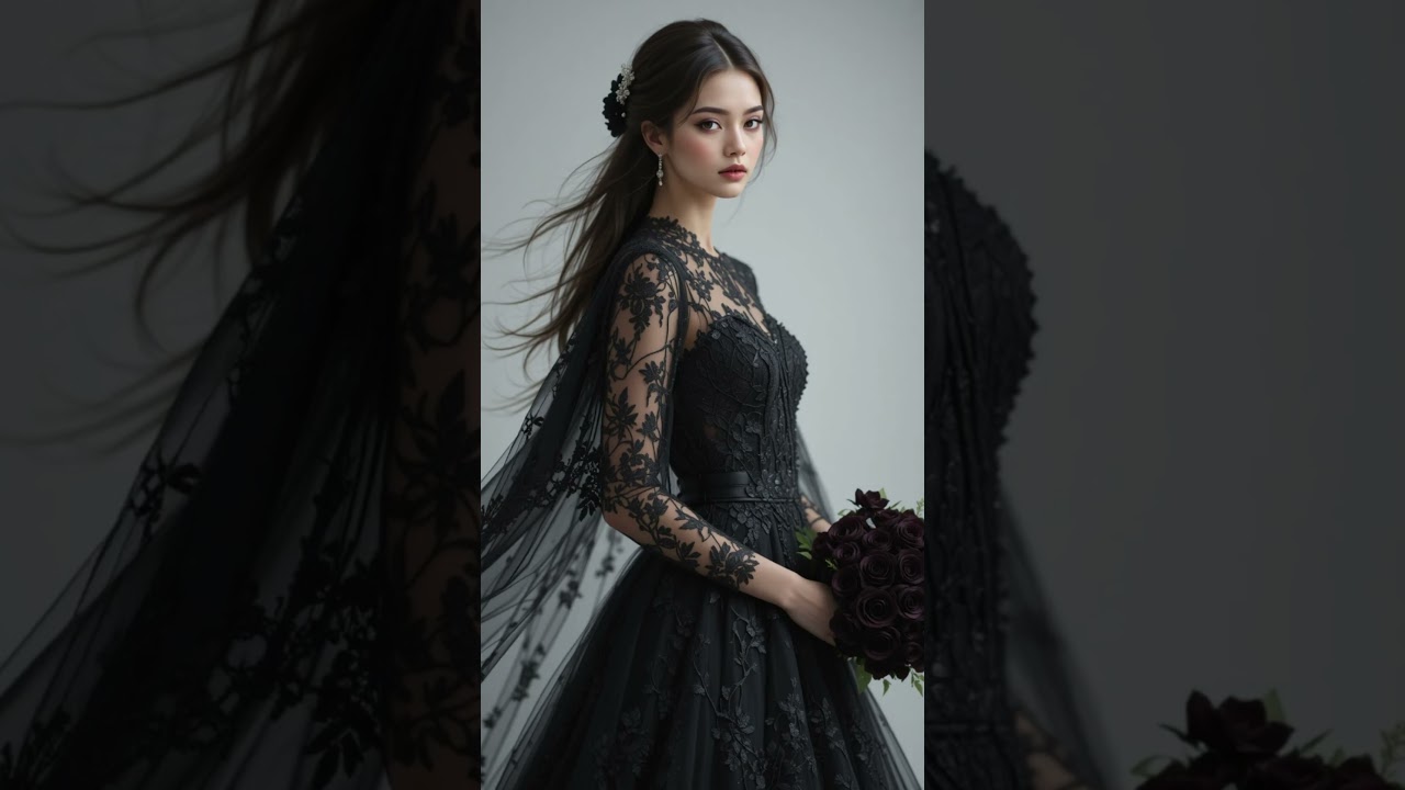 Dark Elegance. Gothic Bridal Gowns in Black, Navy & Burgundy #weddingdress #gracefulfashion