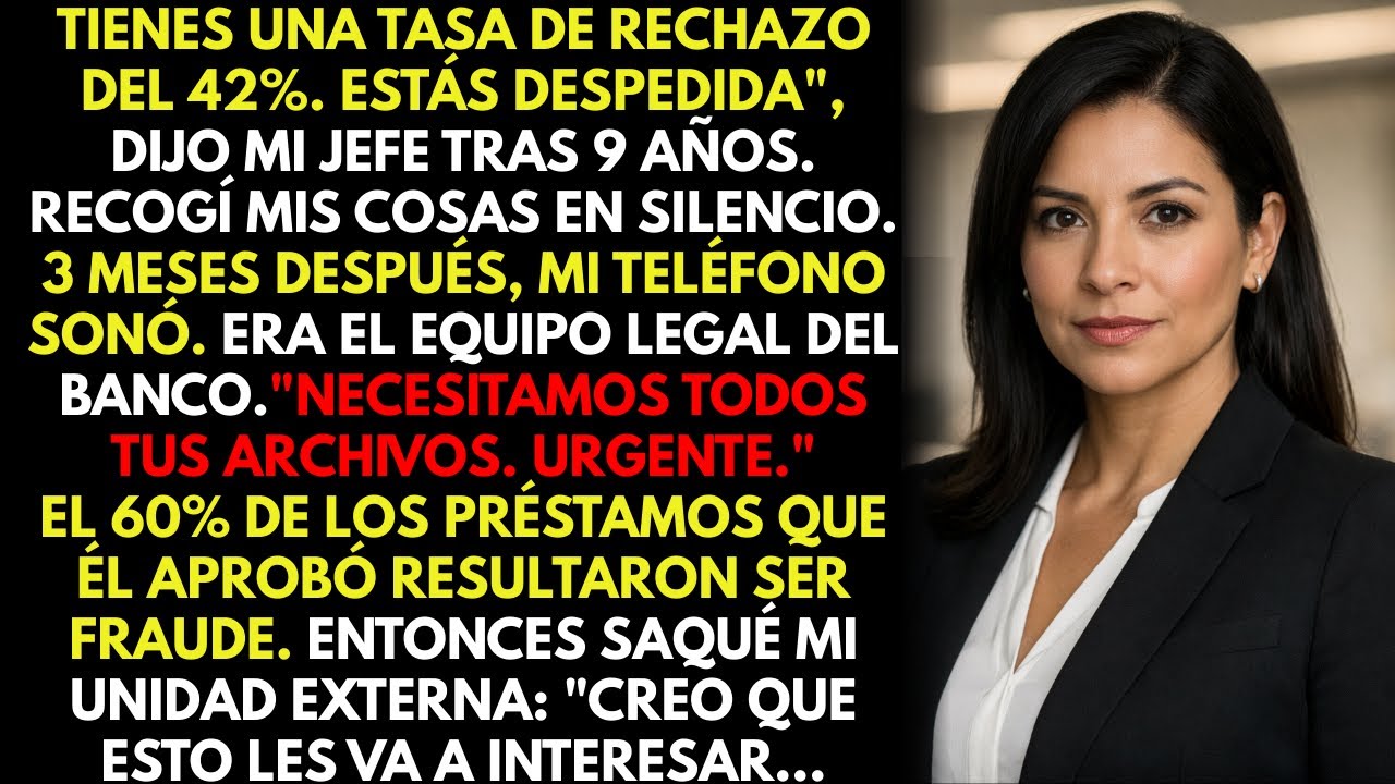 Me despidieron por rechazar préstamos sospechosos durante 9 años...  el 60% resultaron ser fraude