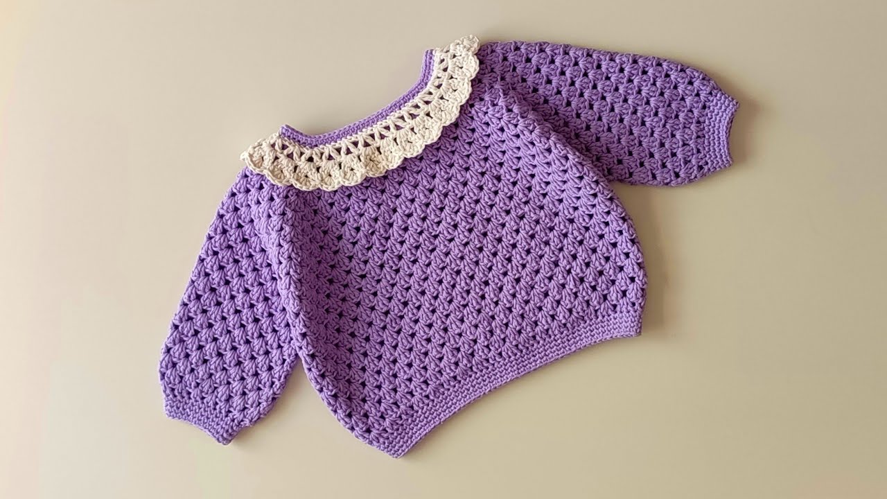 EASY Crochet ❤Yakalıklı Örgü kazak❤Yakadan Başlamalı Tasarım Kazağımı Bir Günde Örelim❤ŞIK VE KOLAY