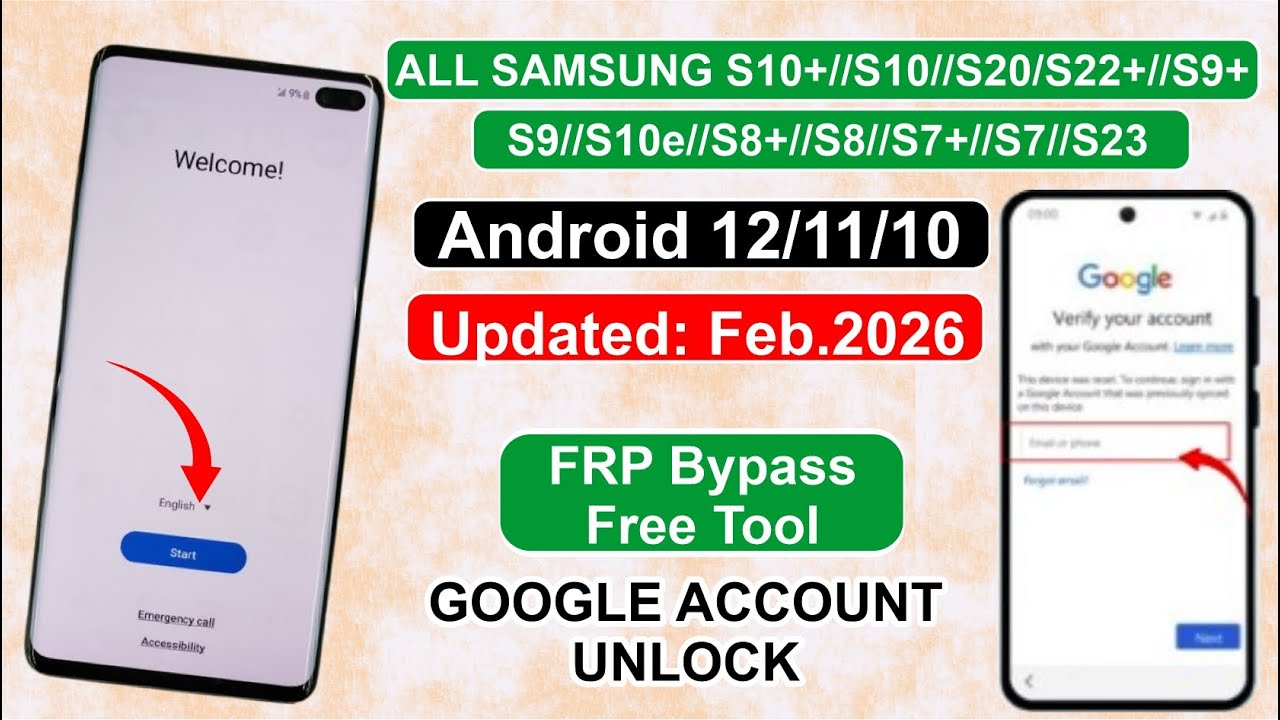 All Samsung S10+/S10/S23/S22+/S9/S9+/S20/S20+ FRP Bypass🔥Android 12/11 Google Security Removed 2026👍