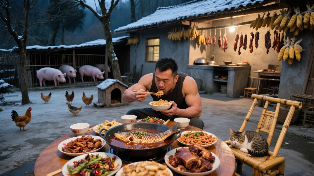 一桌滚烫江湖菜：红烧鱼的鲜、肥肠血的爽、肘子的糯，寒夜里的快意恩仇，点燃食欲！【孤独的美食咖】