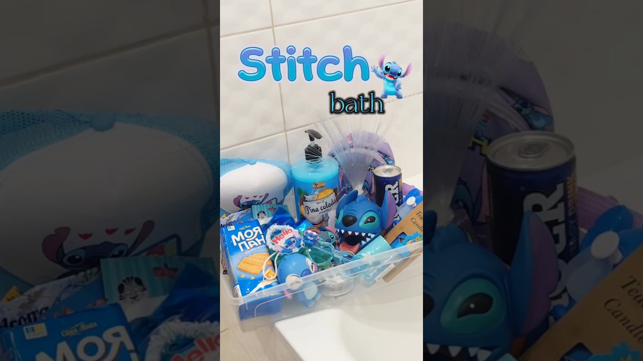 STITCH bath asmr 💙 Cute or crazy? #bathroomdecor #bathtime #asmr #viral #shorts
