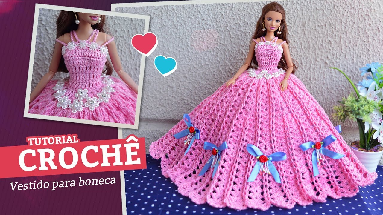 Vestido fácil de crochê para bonecas