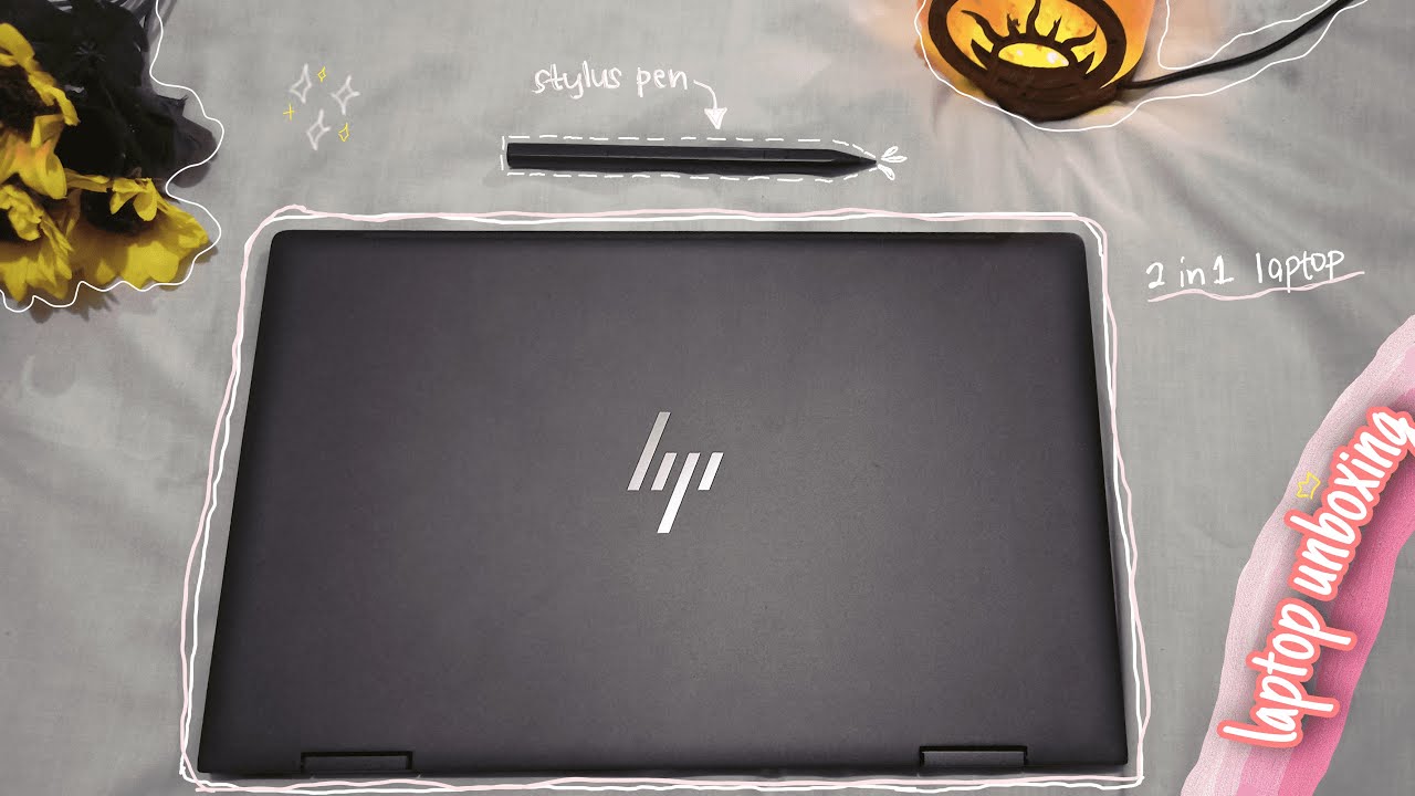 ✨Unboxing my first ever laptop + accessories 💝 |  hp envy x360 13' 💻🤎