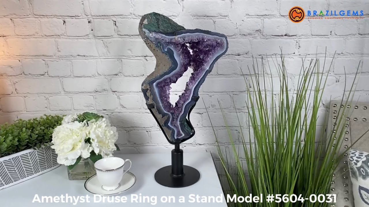 Amethyst Druse Ring on a Rotating Stand Model #5604-0031 by BrazilGems.com